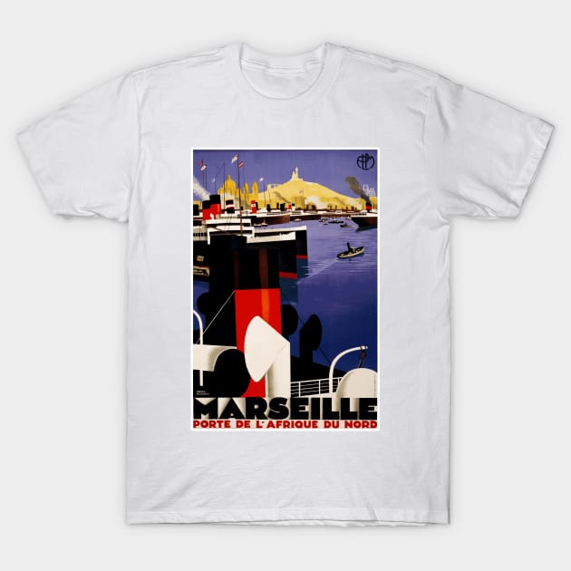 Marseille, France - Vintage Travel Poster Design T-Shirt by Naves